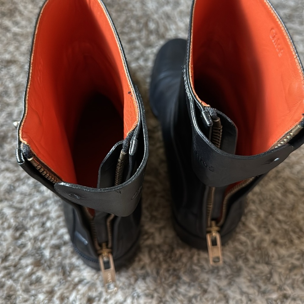 Authentic Chloe MadeinItaly Black Leather Back Zip ClassicAnkle Boot Bootie S39 - Picture 14 of 14